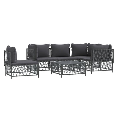 6 Piece Garden Lounge Set with Cushions Anthracite Steel