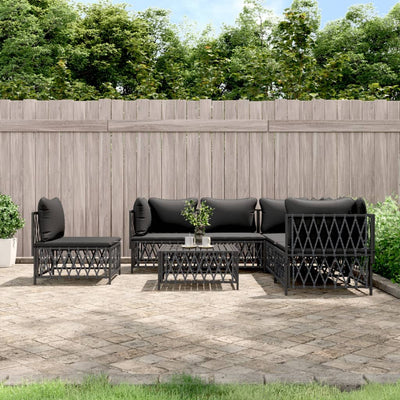 6 Piece Garden Lounge Set with Cushions Anthracite Steel