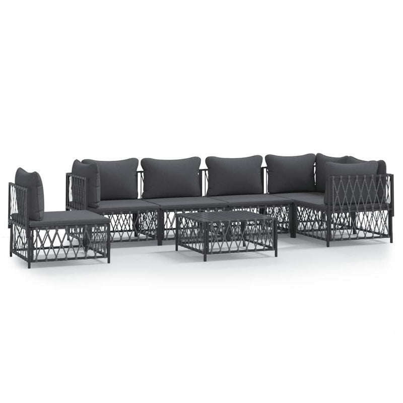 7 Piece Garden Lounge Set with Cushions Anthracite Steel