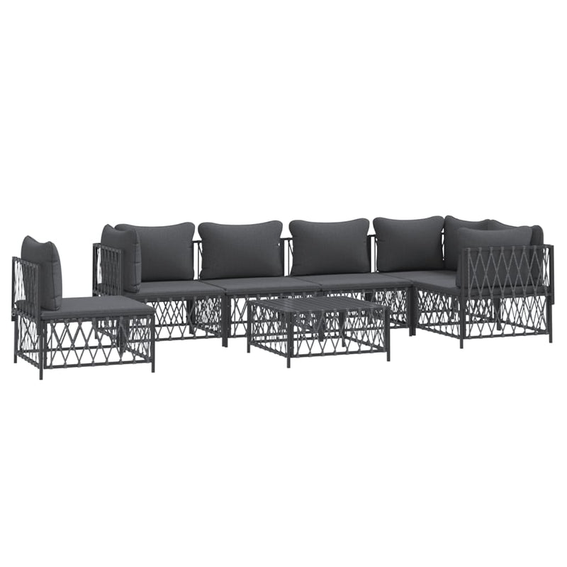 7 Piece Garden Lounge Set with Cushions Anthracite Steel