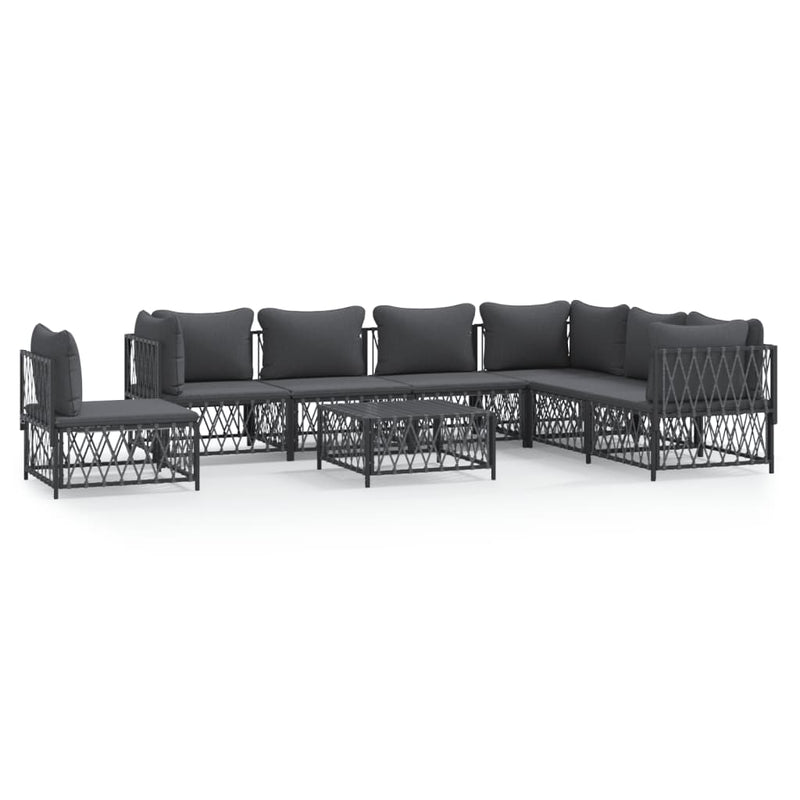 8 Piece Garden Lounge Set with Cushions Anthracite Steel