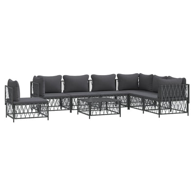 8 Piece Garden Lounge Set with Cushions Anthracite Steel