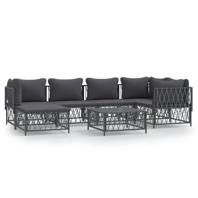 7 Piece Garden Lounge Set with Cushions Anthracite Steel