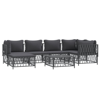 7 Piece Garden Lounge Set with Cushions Anthracite Steel