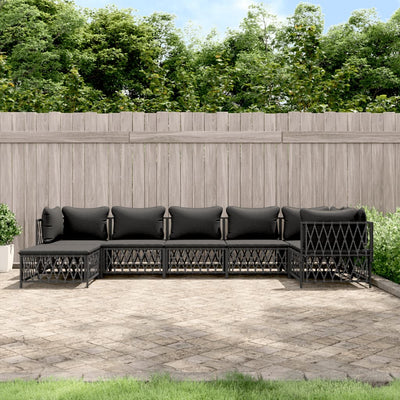 7 Piece Garden Lounge Set with Cushions Anthracite Steel