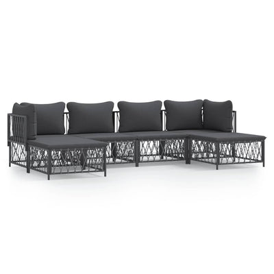 6 Piece Garden Lounge Set with Cushions Anthracite Steel