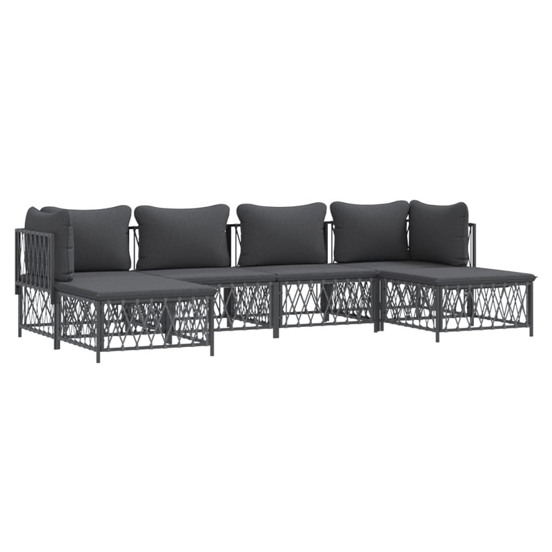 6 Piece Garden Lounge Set with Cushions Anthracite Steel