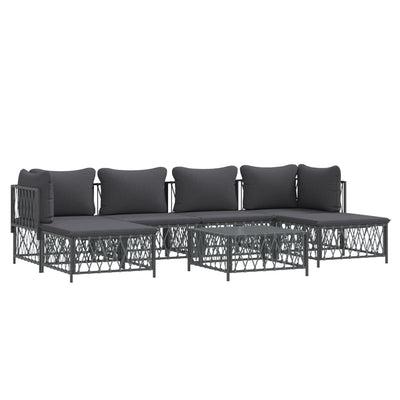 7 Piece Garden Lounge Set with Cushions Anthracite Steel