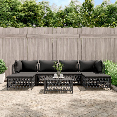 7 Piece Garden Lounge Set with Cushions Anthracite Steel