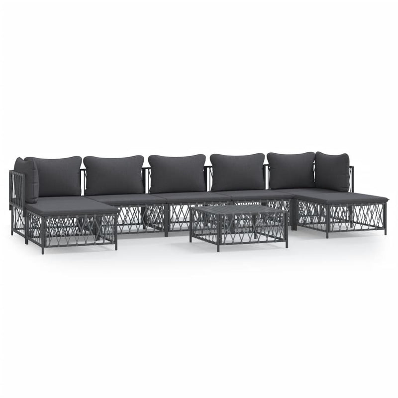 8 Piece Garden Lounge Set with Cushions Anthracite Steel