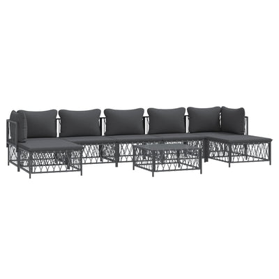 8 Piece Garden Lounge Set with Cushions Anthracite Steel