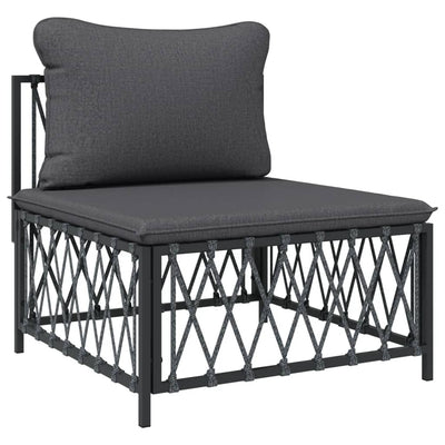 8 Piece Garden Lounge Set with Cushions Anthracite Steel