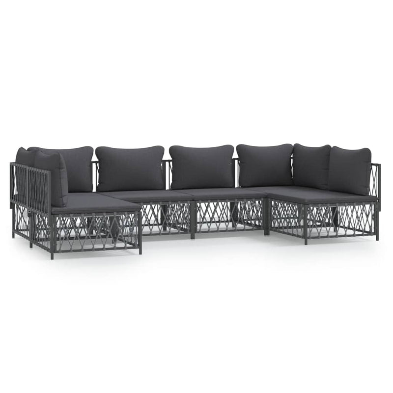 6 Piece Garden Lounge Set with Cushions Anthracite Steel