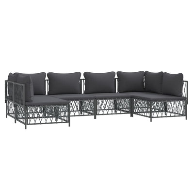 6 Piece Garden Lounge Set with Cushions Anthracite Steel