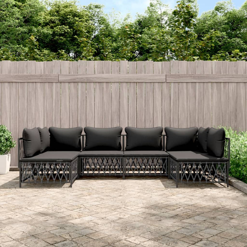 6 Piece Garden Lounge Set with Cushions Anthracite Steel