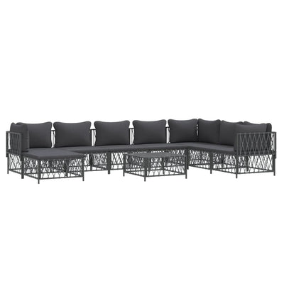 9 Piece Garden Lounge Set with Cushions Anthracite Steel