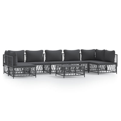 8 Piece Garden Lounge Set with Cushions Anthracite Steel