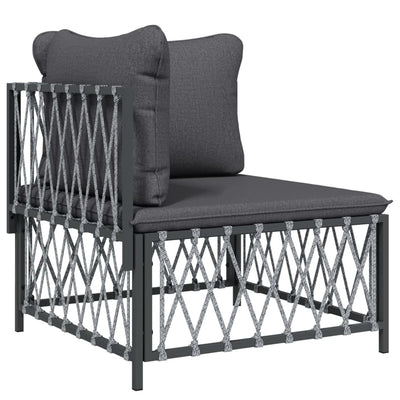 8 Piece Garden Lounge Set with Cushions Anthracite Steel