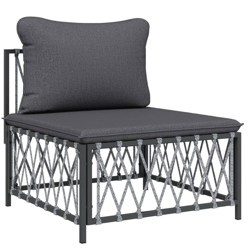 8 Piece Garden Lounge Set with Cushions Anthracite Steel