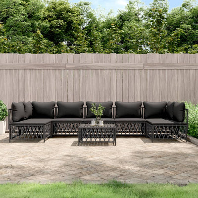 8 Piece Garden Lounge Set with Cushions Anthracite Steel