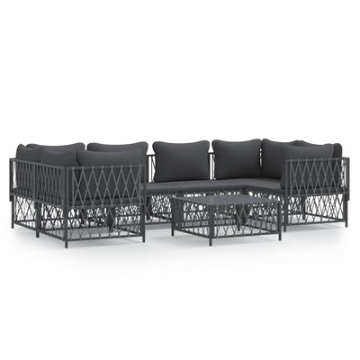 7 Piece Garden Lounge Set with Cushions Anthracite Steel