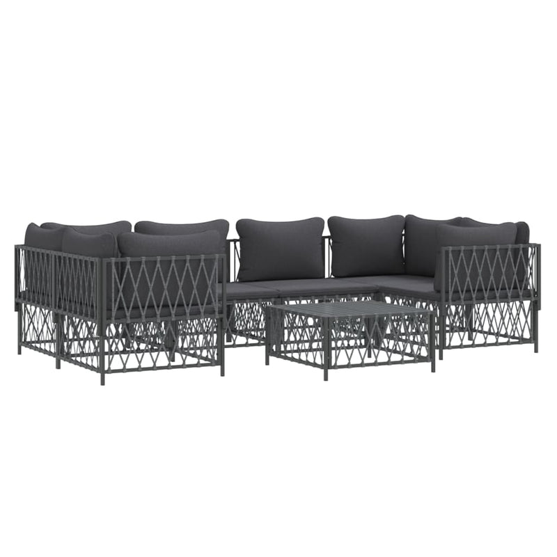 7 Piece Garden Lounge Set with Cushions Anthracite Steel