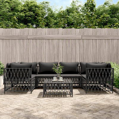 7 Piece Garden Lounge Set with Cushions Anthracite Steel