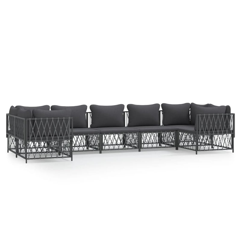 7 Piece Garden Lounge Set with Cushions Anthracite Steel