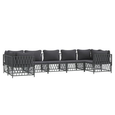 7 Piece Garden Lounge Set with Cushions Anthracite Steel