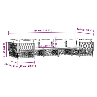 7 Piece Garden Lounge Set with Cushions Anthracite Steel