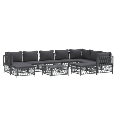 10 Piece Garden Lounge Set with Cushions Anthracite Steel