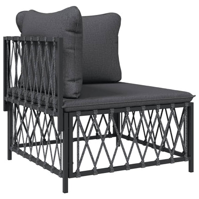 10 Piece Garden Lounge Set with Cushions Anthracite Steel