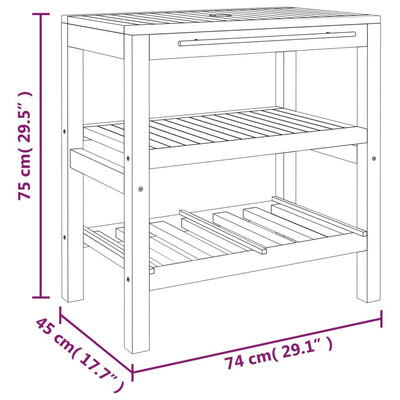 Bathroom Vanity Cabinet with 2 Shelves 74x45x75 cm Solid Wood