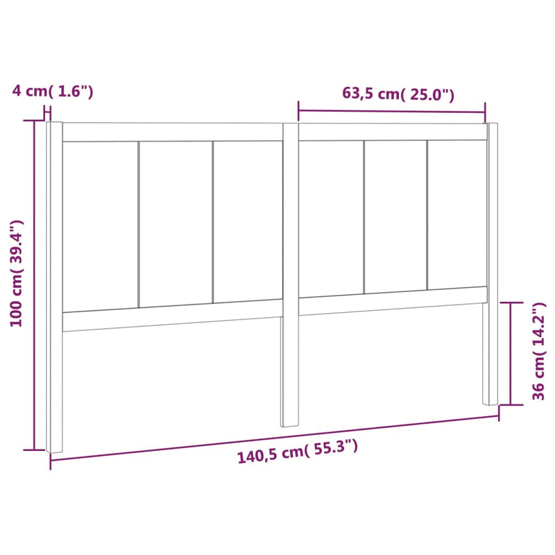 Headboard 140.5x4x100 cm Solid Wood Pine