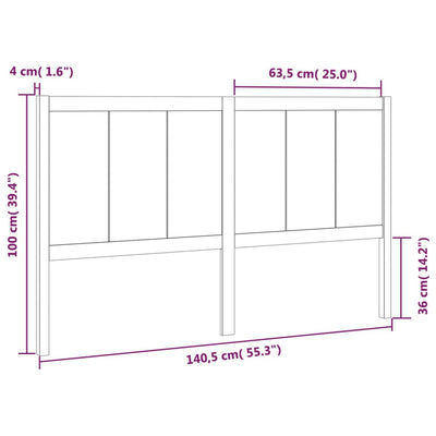 Headboard White 140.5x4x100 cm Solid Wood Pine