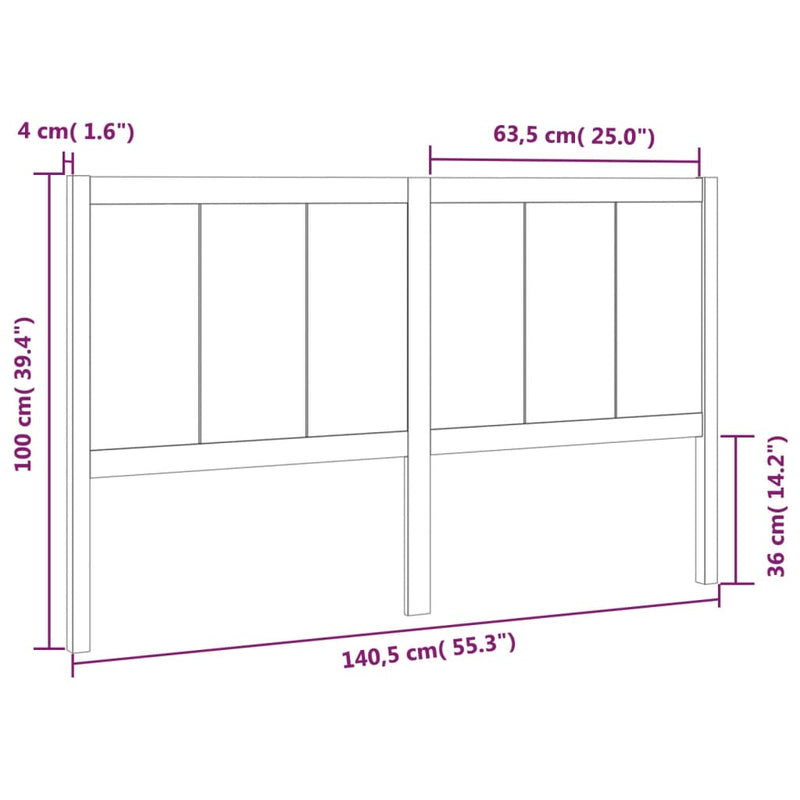 Headboard White 140.5x4x100 cm Solid Wood Pine