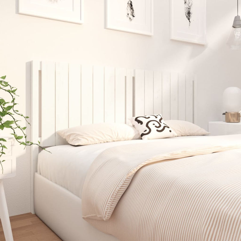 Headboard White 155.5x4x100 cm Solid Wood Pine