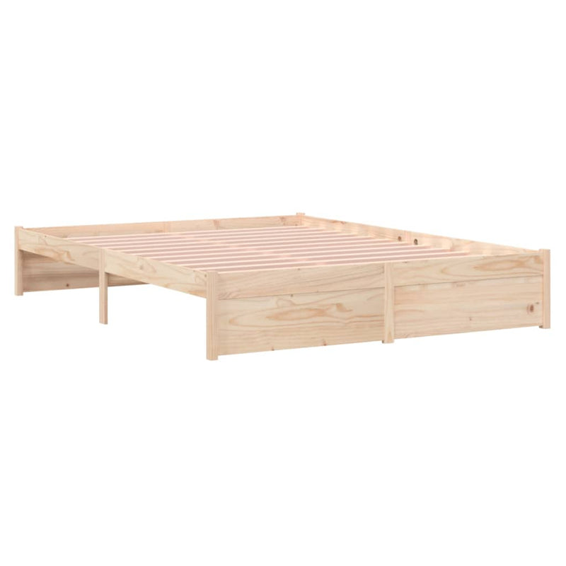 Bed Frame 137x187 cm Double Solid Wood Pine