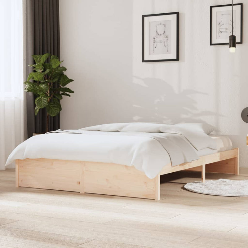 Bed Frame 137x187 cm Double Solid Wood Pine