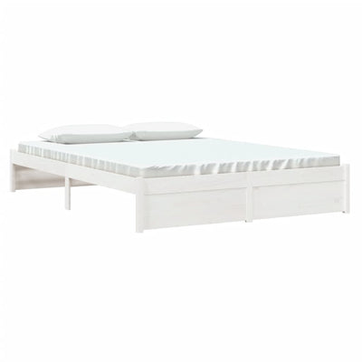 Bed Frame White 153x203 cm Queen Solid Wood Pine