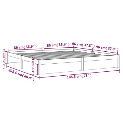 Bed Frame 183x203 cm King Size Solid Wood Pine