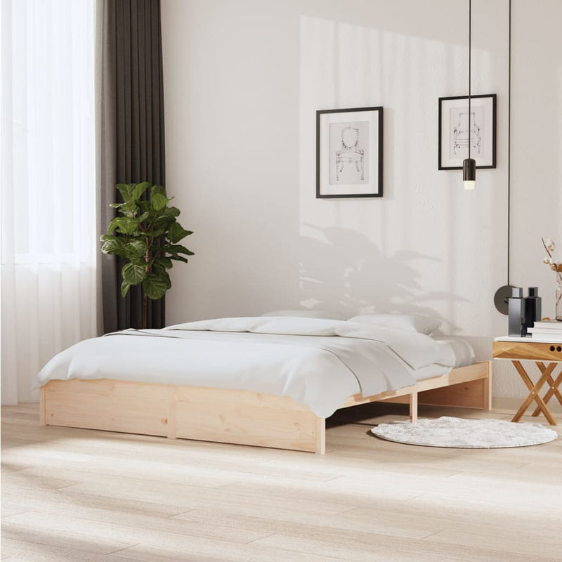 Bed Frame 183x203 cm King Size Solid Wood Pine