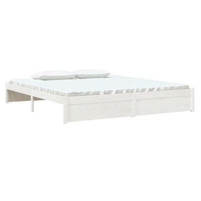 Bed Frame White 183x203 cm King Size Solid Wood Pine