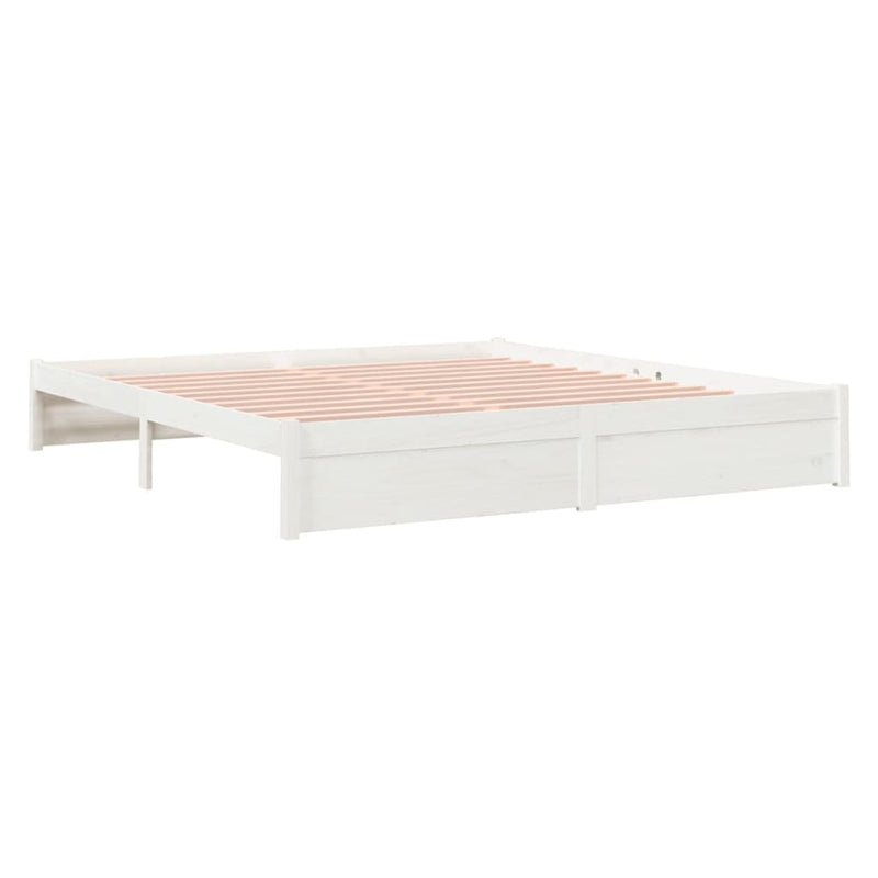 Bed Frame White 183x203 cm King Size Solid Wood Pine