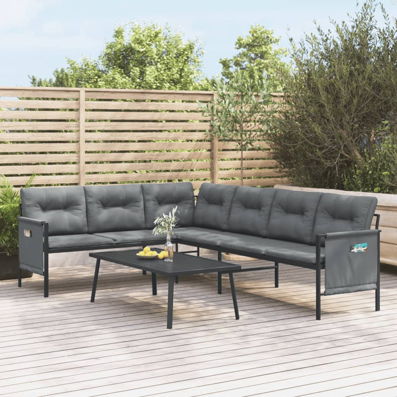 2 Piece Garden Lounge Set Anthracite Steel