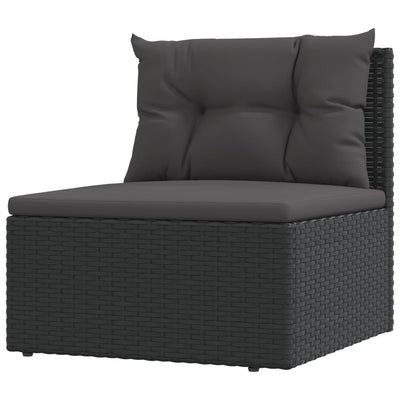 6 Piece Garden Lounge Set with Cushions Black Poly Rattan