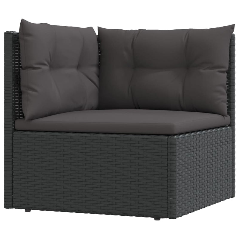 10 Piece Outdoor Sofa Set with Cushions Black Poly Rattan