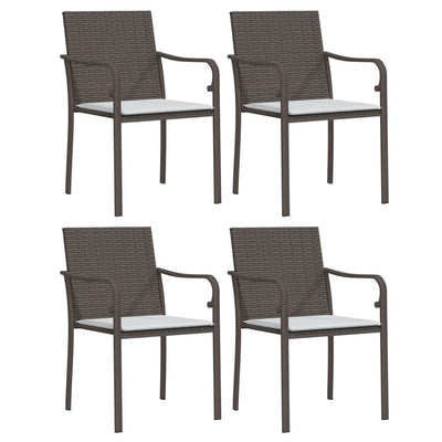 5 Piece Garden Dining Set with Cushions Poly Rattan and Steel