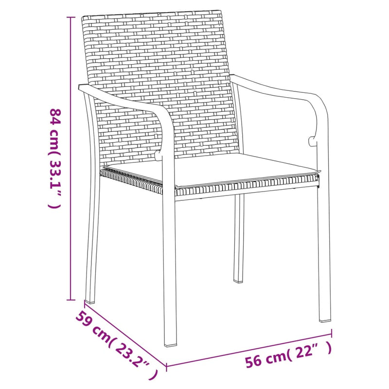 5 Piece Garden Dining Set with Cushions Poly Rattan and Steel