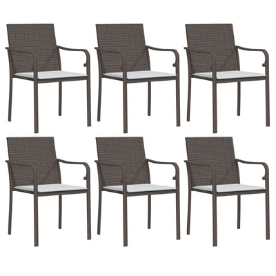 7 Piece Garden Dining Set with Cushions Poly Rattan and Steel